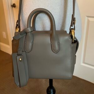 J Crew All Leather Harper Mini Satchel in rare Taupe color with crossbody strap